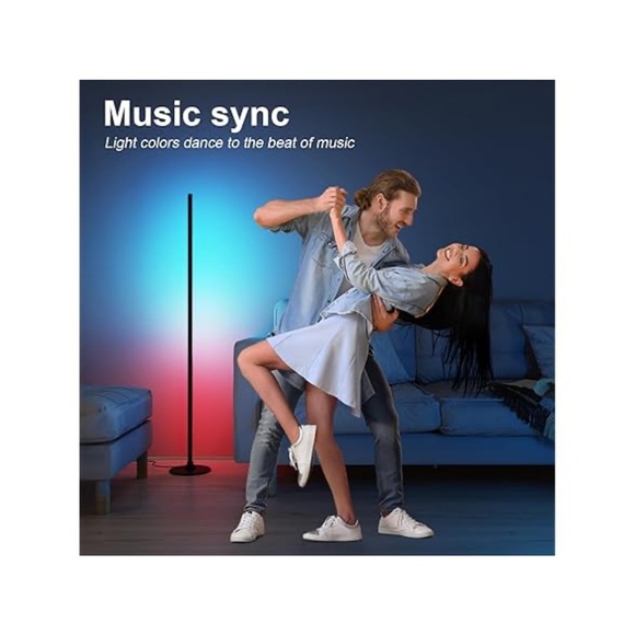 Smart LED Corner Floor Lamp-16M Colors, Music Sync, Alexa/Google Compatible, 51” - Picture 4 of 8